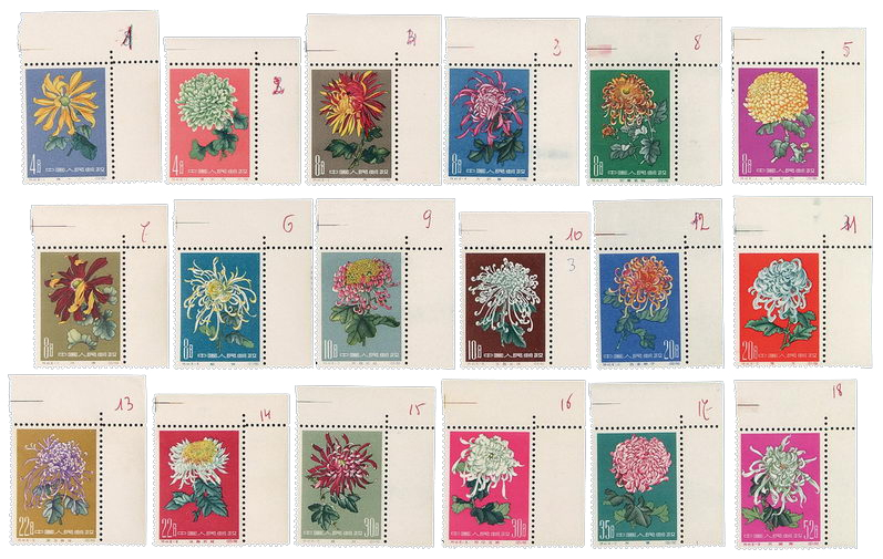 特44菊花邮票带边